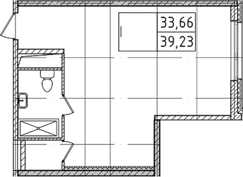 Квартира студия 39.23 м², 7/14 эт., Комплекс апартаментов «Ladozhsky Avenir»